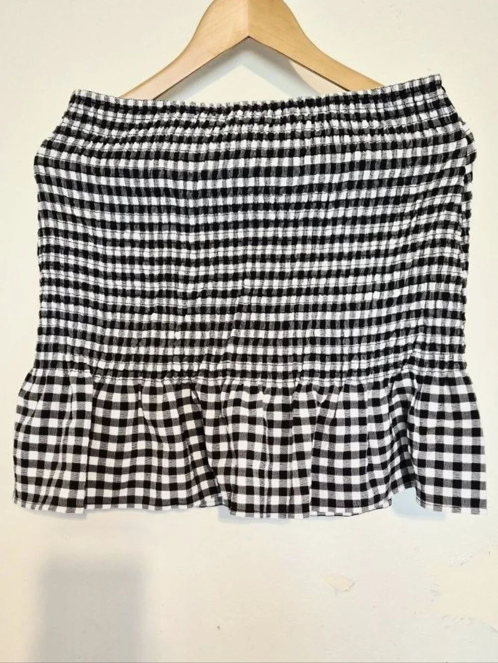 H&M Ginghan Smocked Mini Skirt